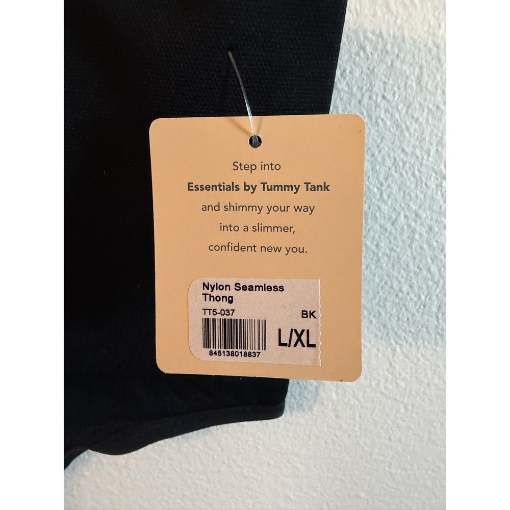 Essentials by Tummy Tank Nylon Seamless Thong Black High Waist Shapewear S/M - Picture 3 of 4